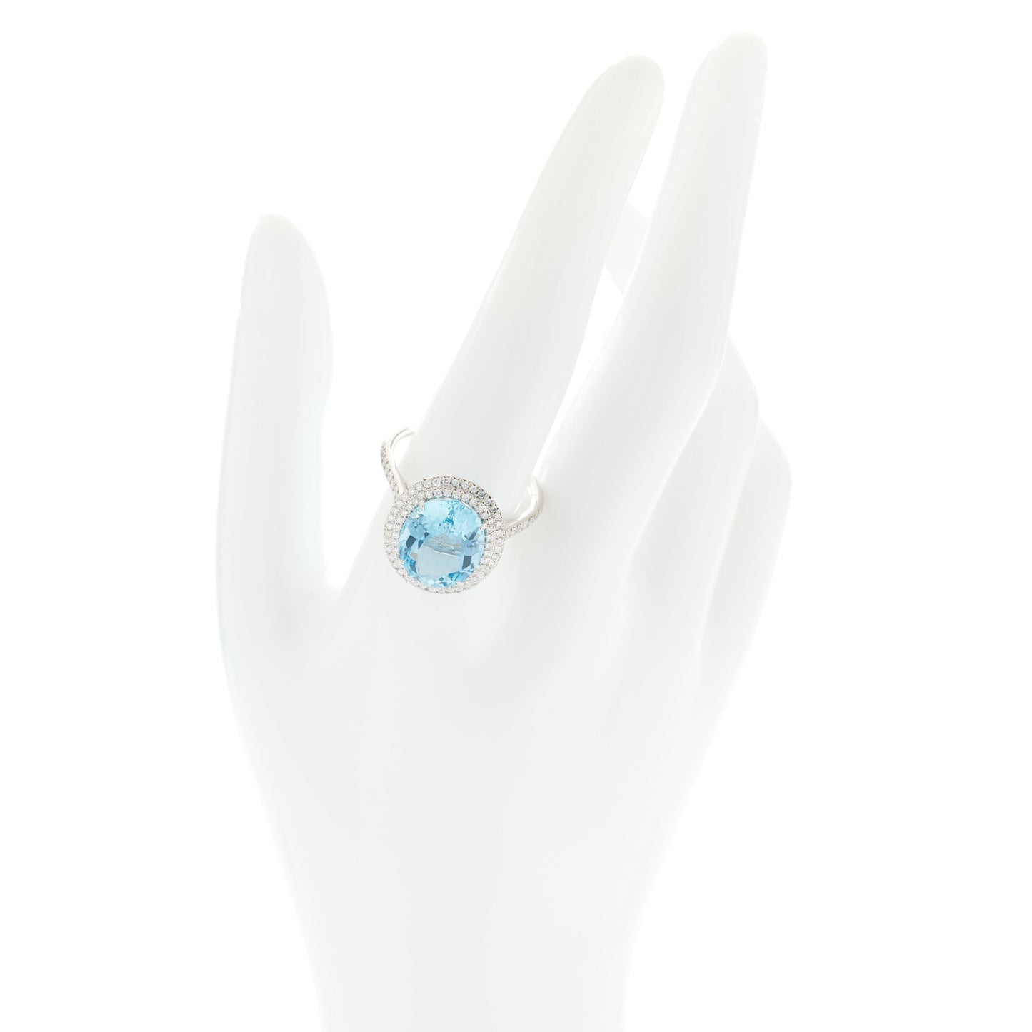 Platinum Diamond Aquamarine Soleste Oval Double Halo Ring 65 11