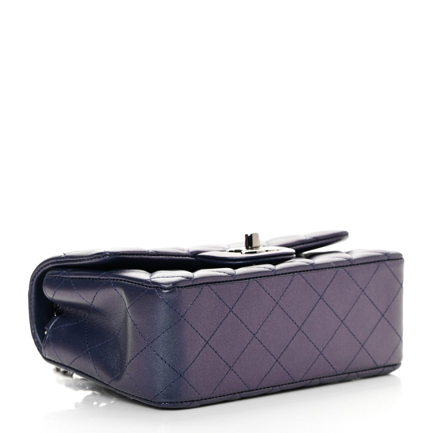 Chanel Iridescent Lambskin Quilted Mini Rectangular Flap Dark Purple 4 of 10