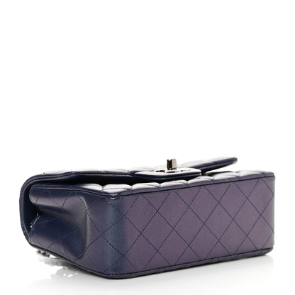 Chanel Iridescent Lambskin Quilted Mini Rectangular Flap Dark Purple 4 of 10
