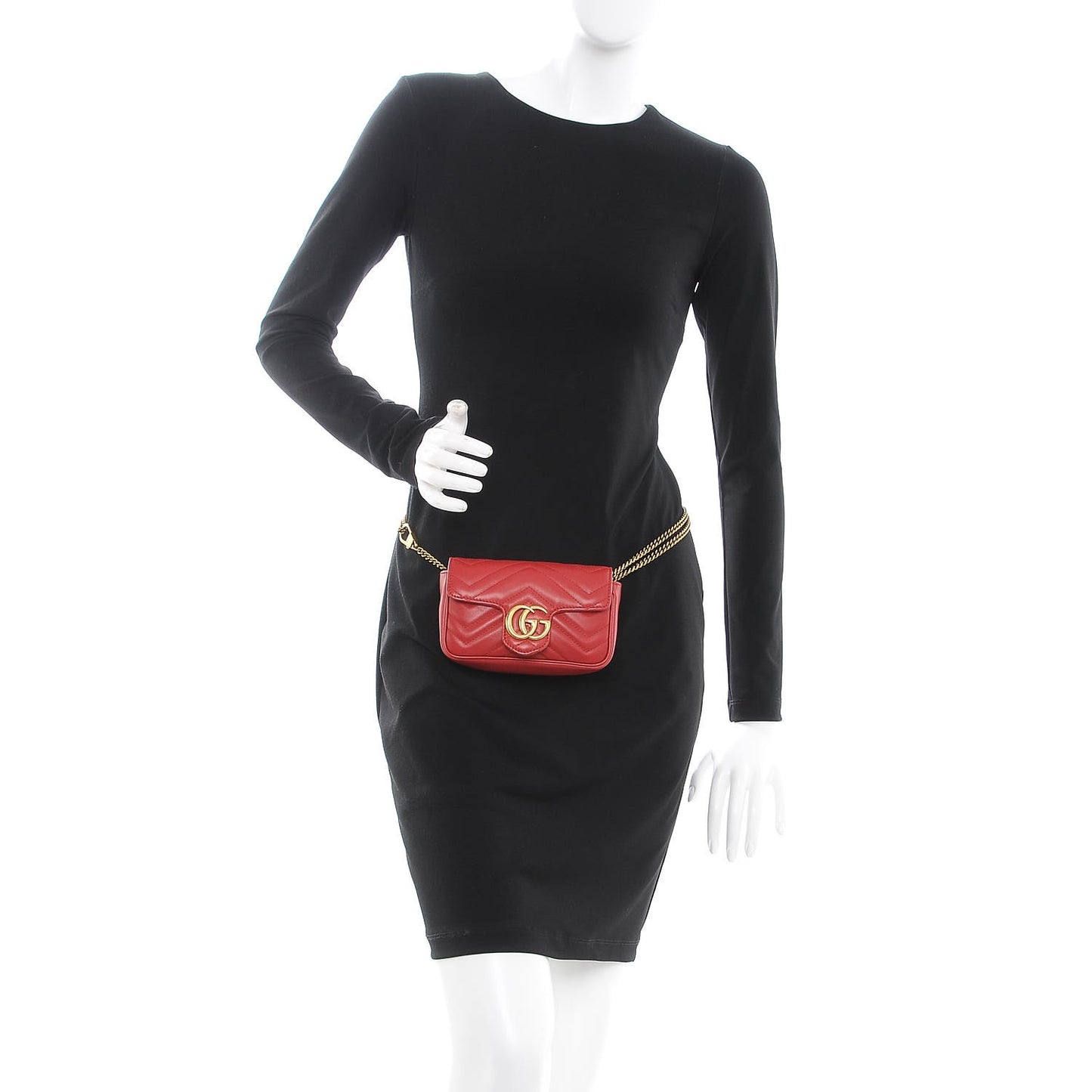 Calfskin Matelasse Super Mini GG Marmont Shoulder Bag Hibiscus Red