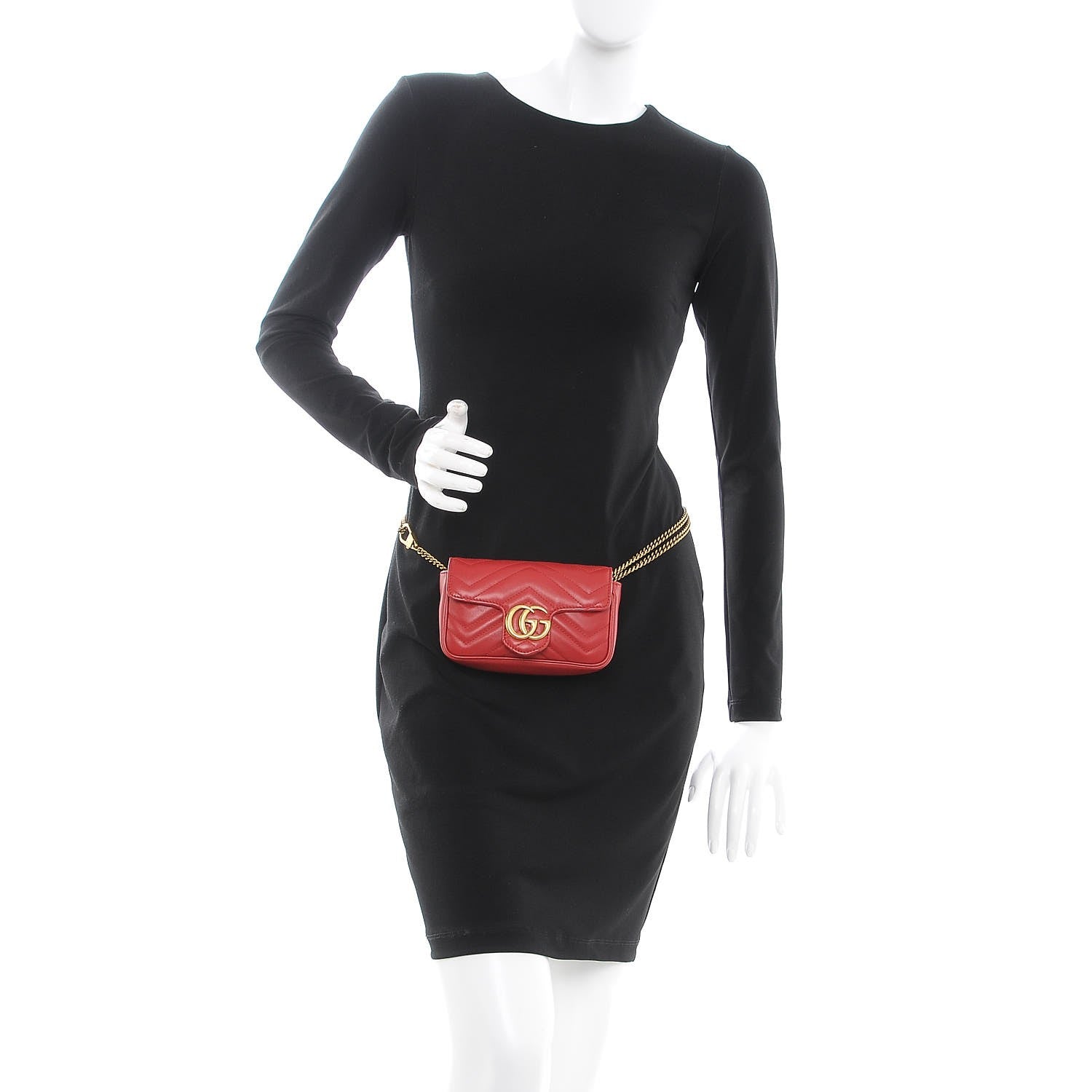 Gucci Calfskin Matelasse Super Mini GG Marmont Shoulder Bag Hibiscus Red 3 of 8