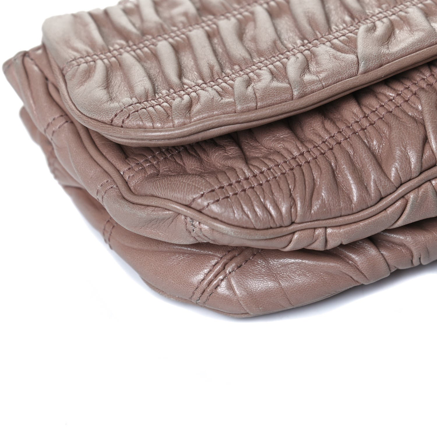 Prada Nappa Gaufre Ruched Wristlet Clutch Pomice 10 of 12