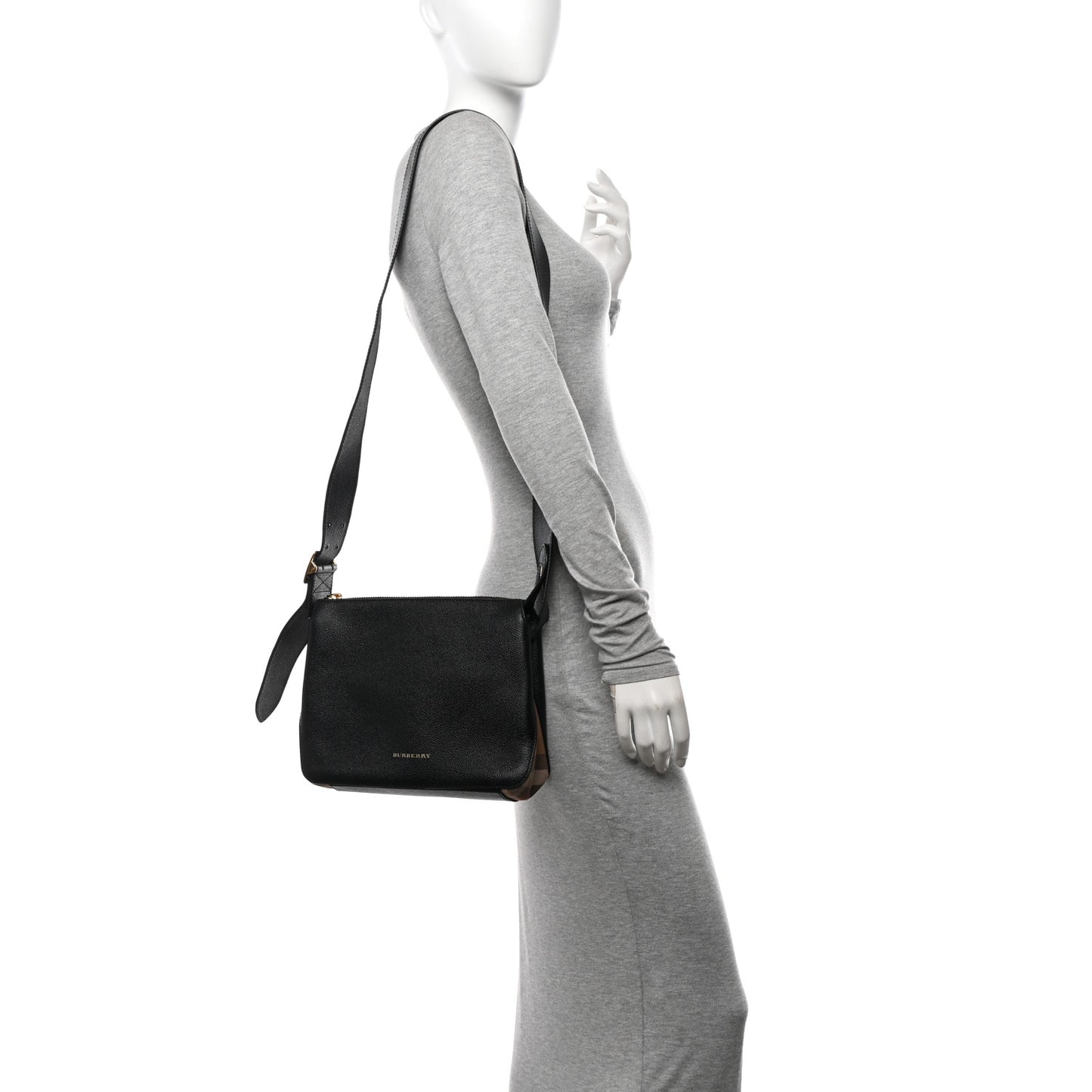 Soft Grain Calfskin House Check Small Helmsley Crossbody Black