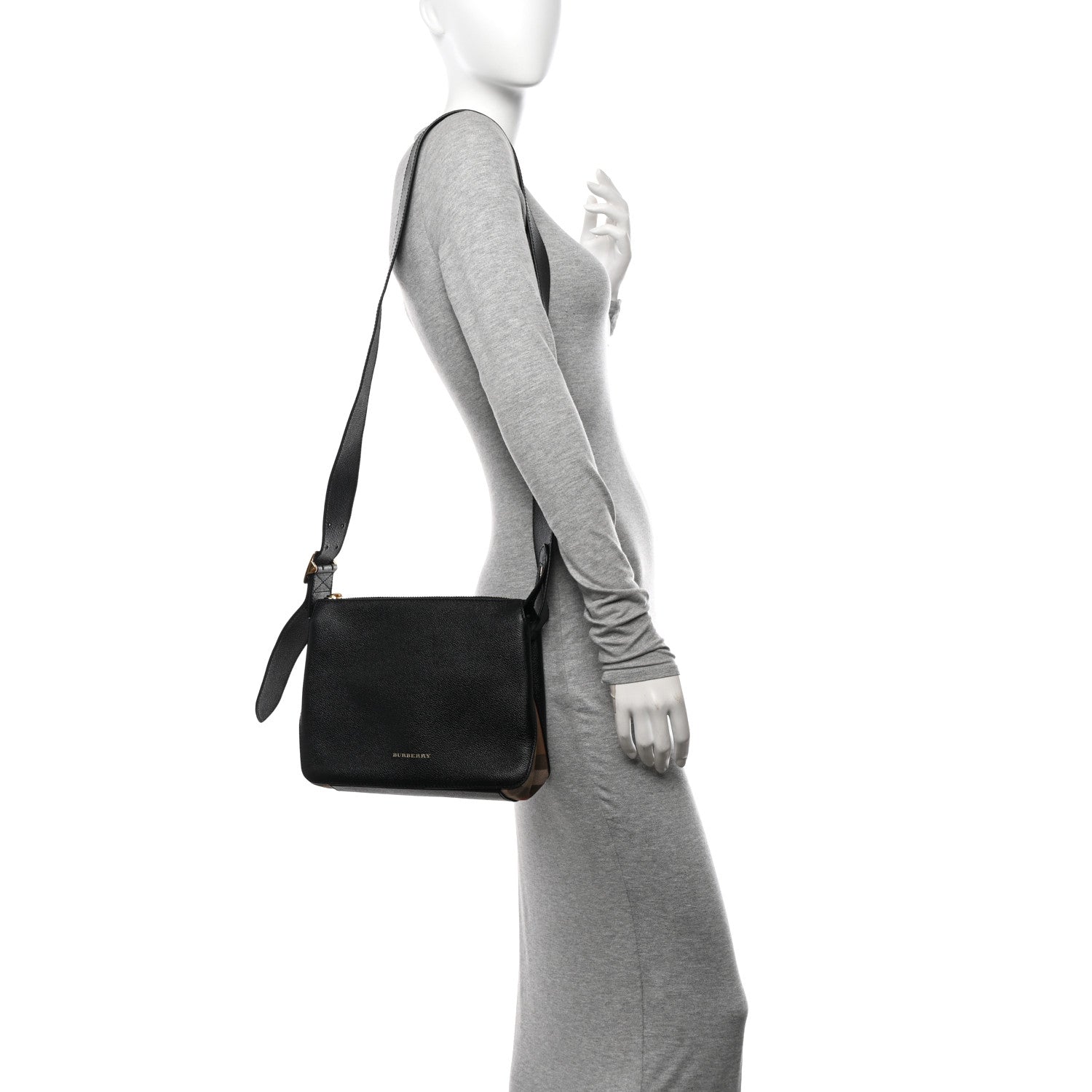 Burberry Soft Grain Calfskin House Check Small Helmsley Crossbody Black 2 of 11