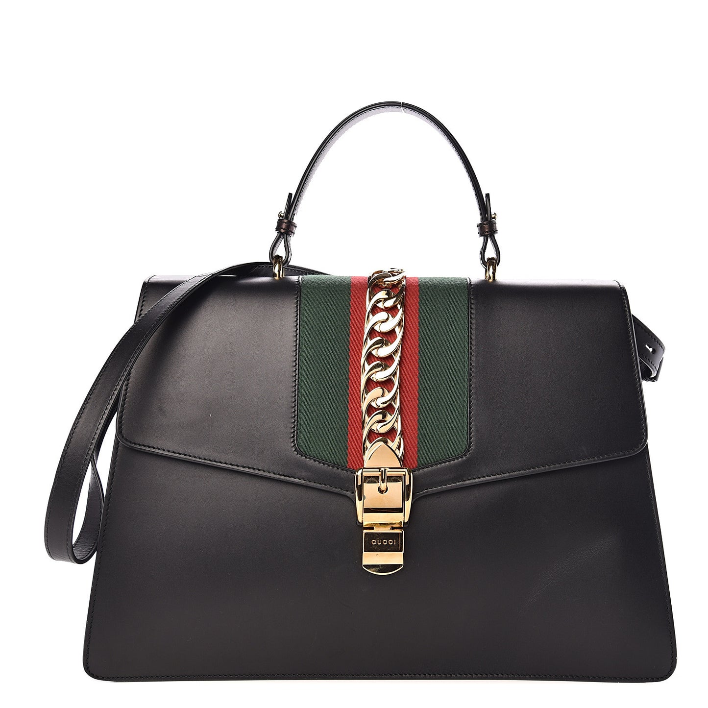 Calfskin Maxi Sylvie Top Handle Bag Black
