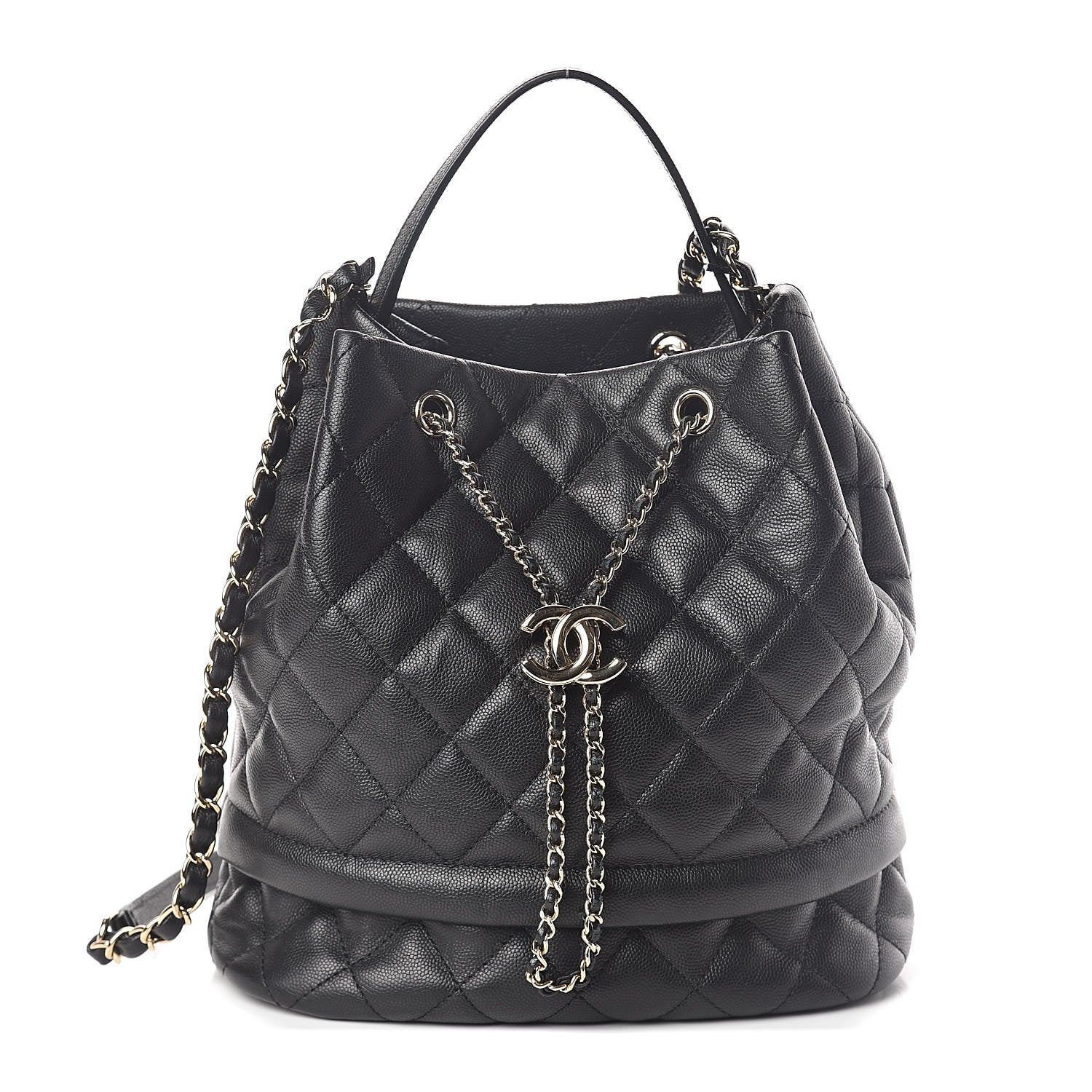 Chanel Caviar Quilted Large Rolled Up Bucket Drawstring Bag Black 1 of 10