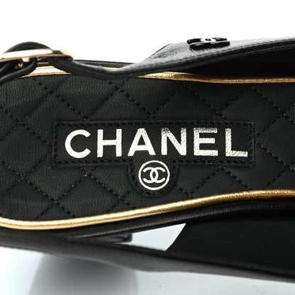 Chanel Lambskin Slingback Bow Pumps 37 Black 7 of 8