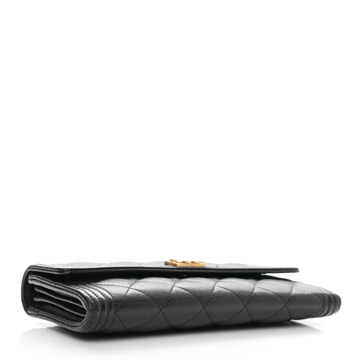 Caviar Quilted Large Boy Gusset Flap Wallet Black
