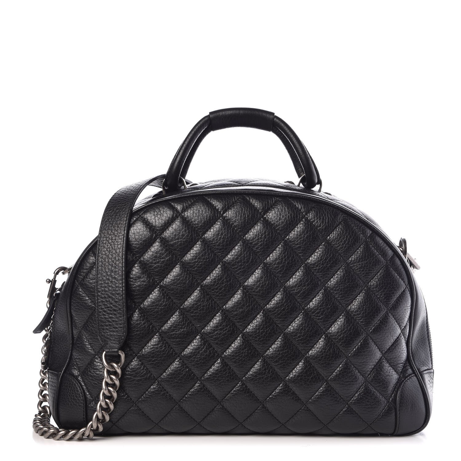 Chanel Calfskin Quilted Medium Airlines Round Trip Bowling Bag Black 1 of 8
