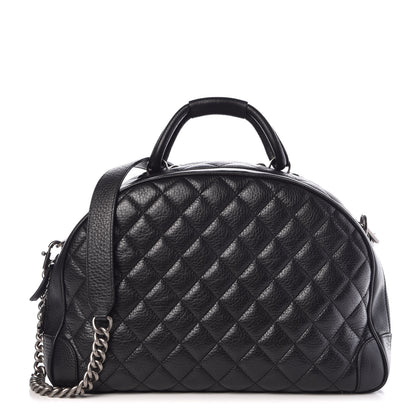 Chanel Calfskin Quilted Medium Airlines Round Trip Bowling Bag Black 1 of 8