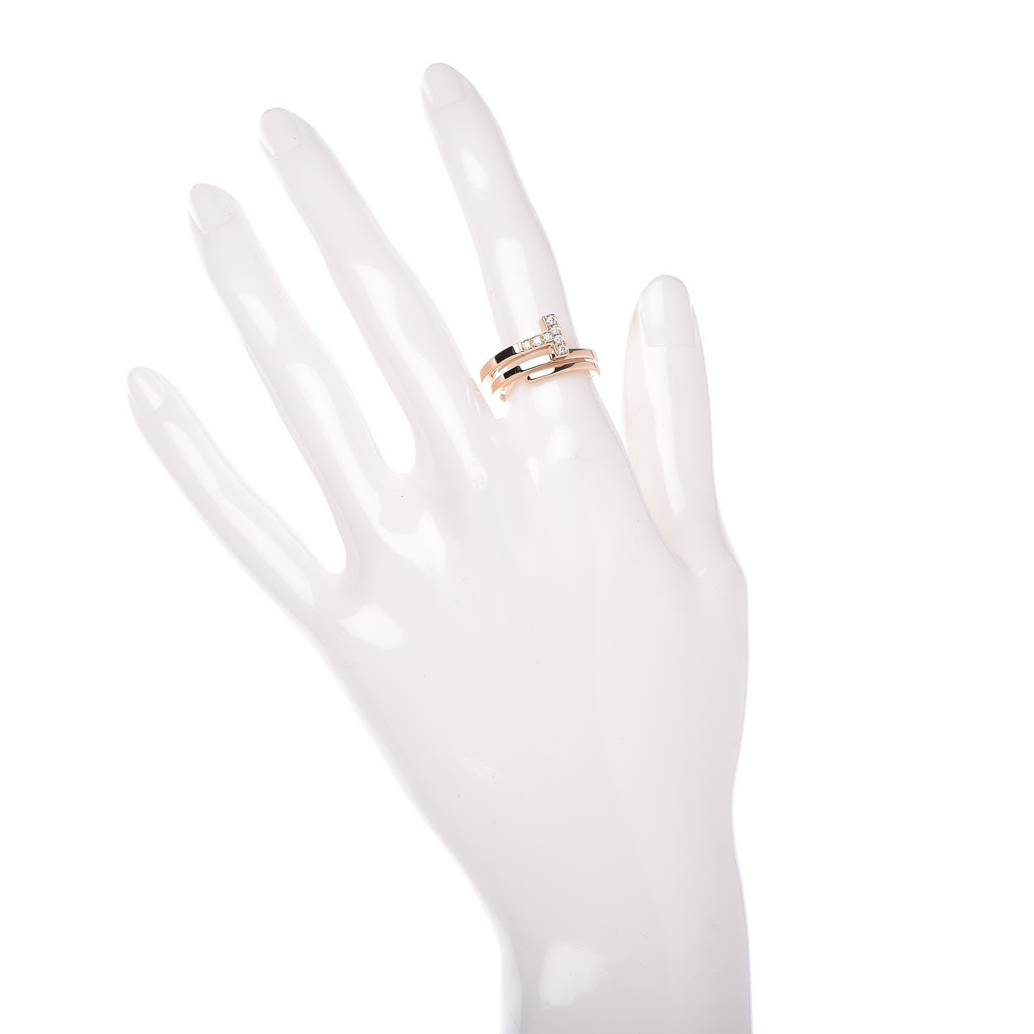Tiffany 18K Rose Gold Diamond T Square Wrap Ring 52 6 2 of 5
