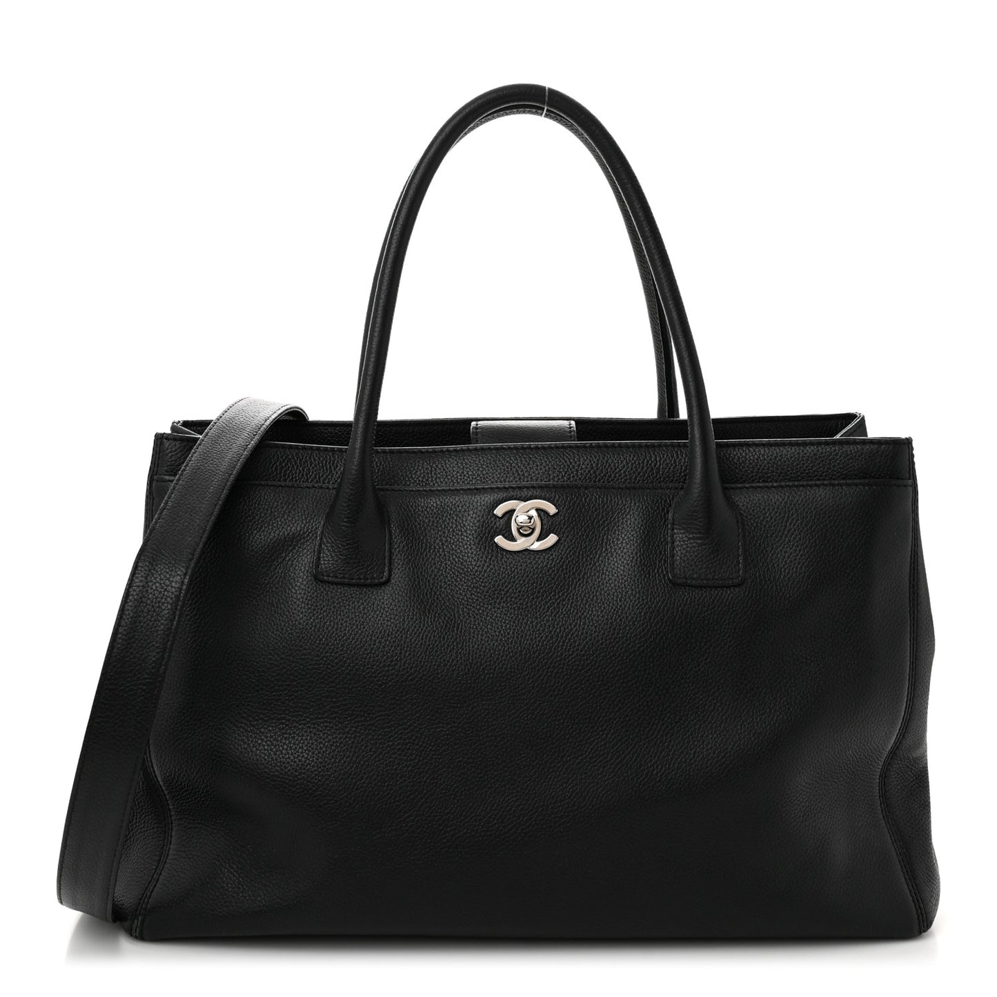 Calfskin Cerf Executive Shopper Tote Black