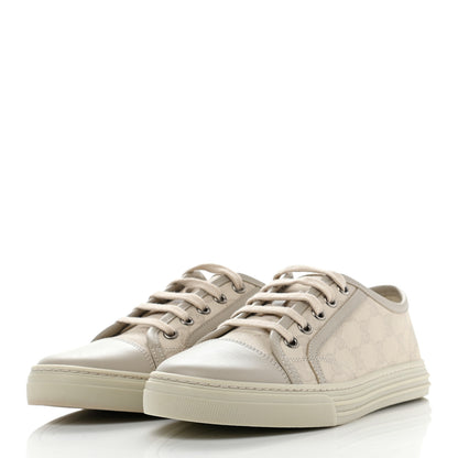 Gucci Washed Cotton GG Monogram Calfskin Womens Low Top Sneakers 37 White Mystic White Great White 3 of 8
