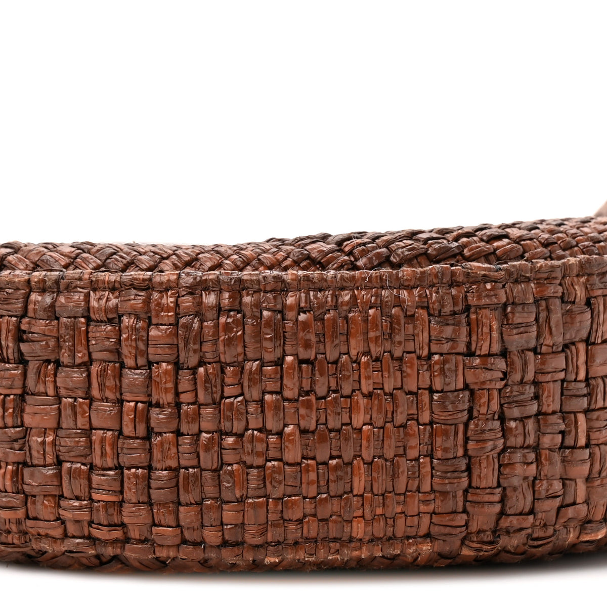 Braided Raffia Clutch With Chain Brown