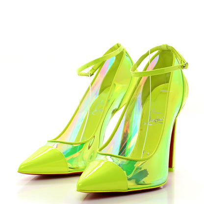 Christian Louboutin Patent Perle Debout Condorapik 100 Pumps 38 Fluo Yellow 3 of 7