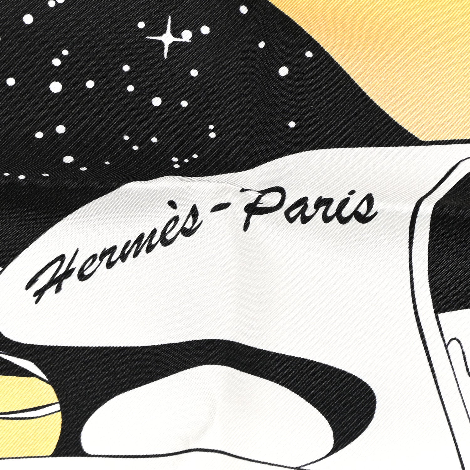 Hermes Silk Space Derby Scarf 90 Black White Gold 2 of 7