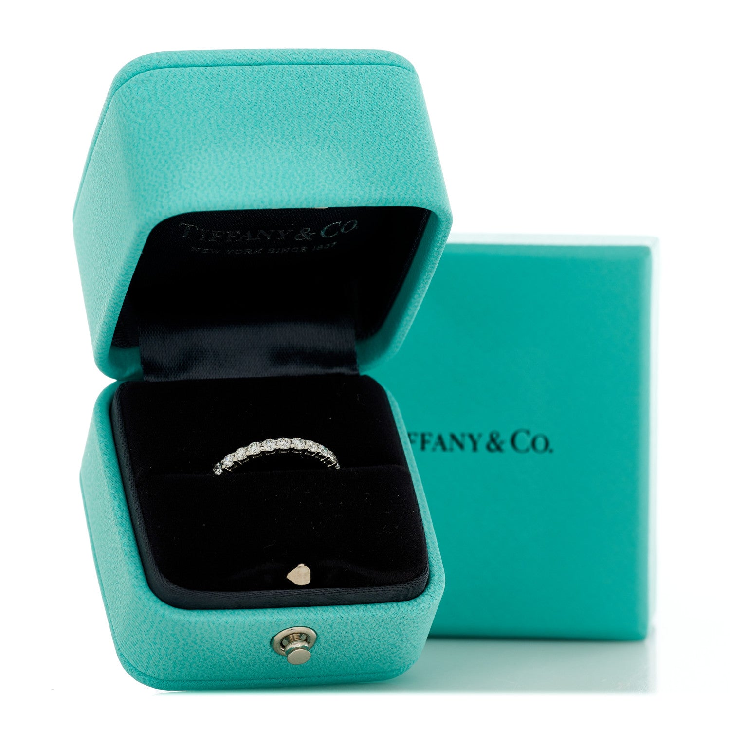 Tiffany Platinum Diamond 2.2mm Full Circle Forever Band Ring 51 5.75 5 of 5