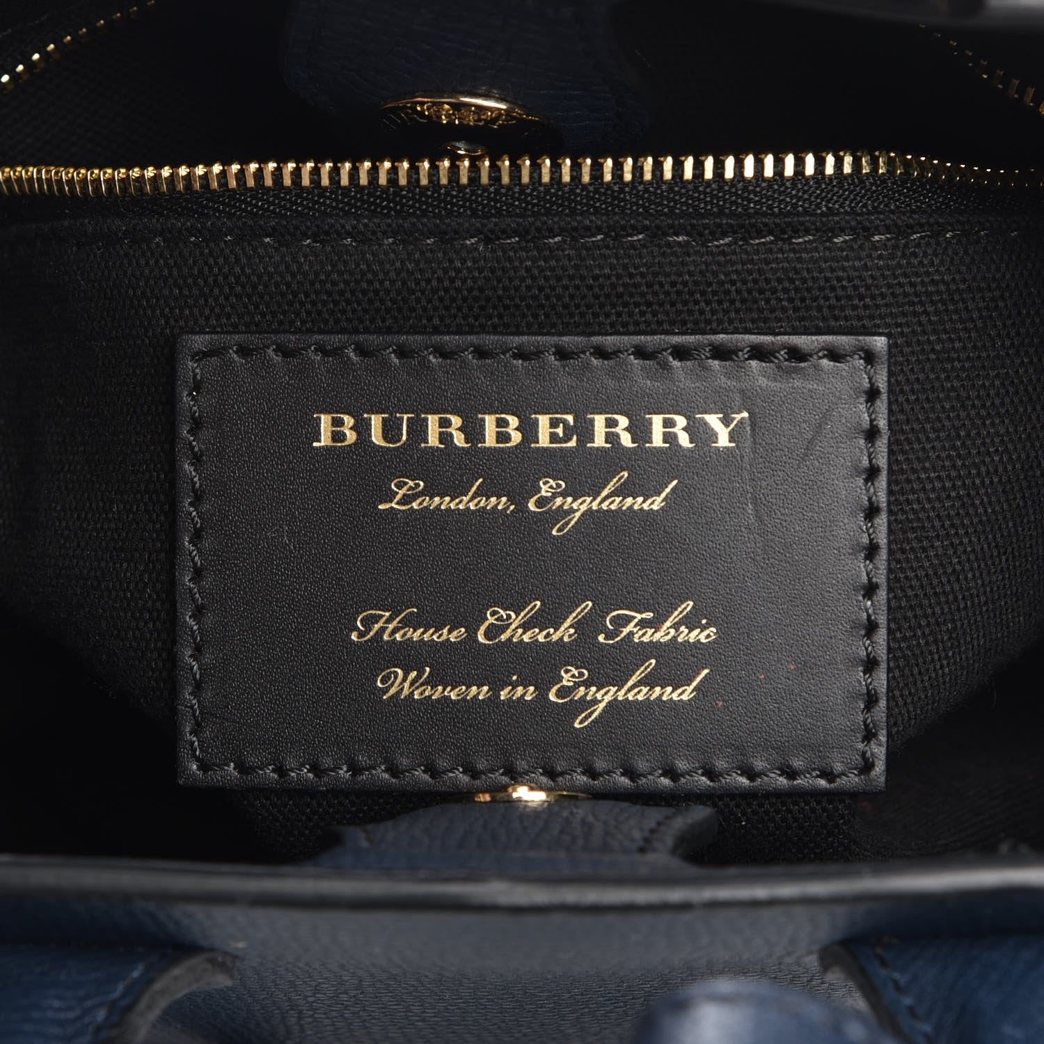 Burberry Grainy Calfskin House Check Baby Banner Tote Ink Blue 7 of 9