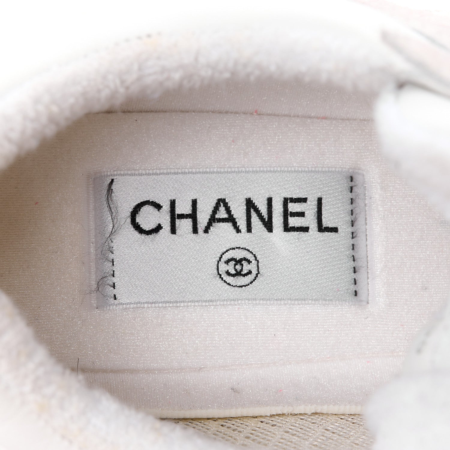 Chanel Mesh Suede Calfskin Grained Calfskin Womens CC Sneakers 39 White Grey 7 of 8