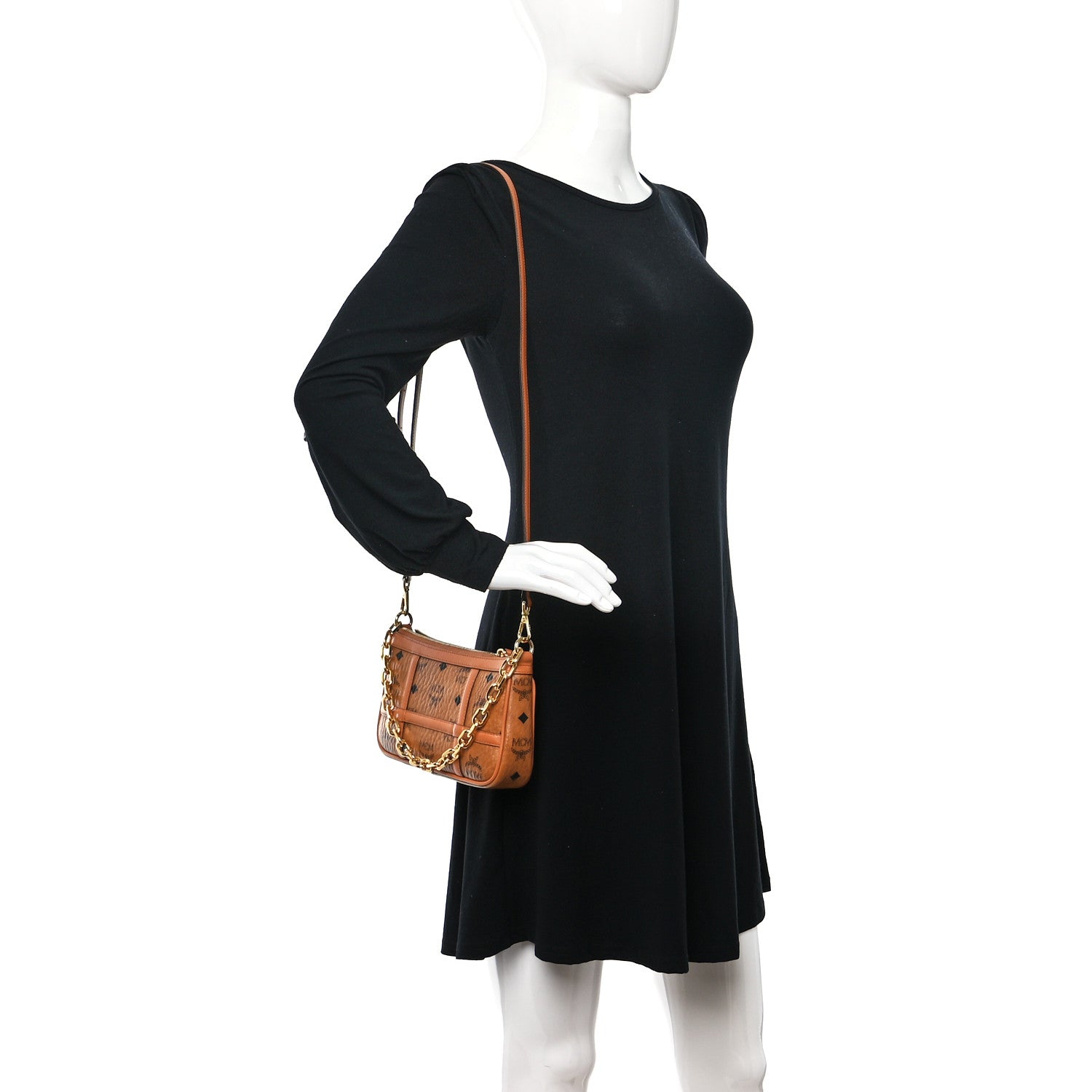 MCM Visetos Nappa Mini Delmy Chain Shoulder Bag Cognac 2 of 14