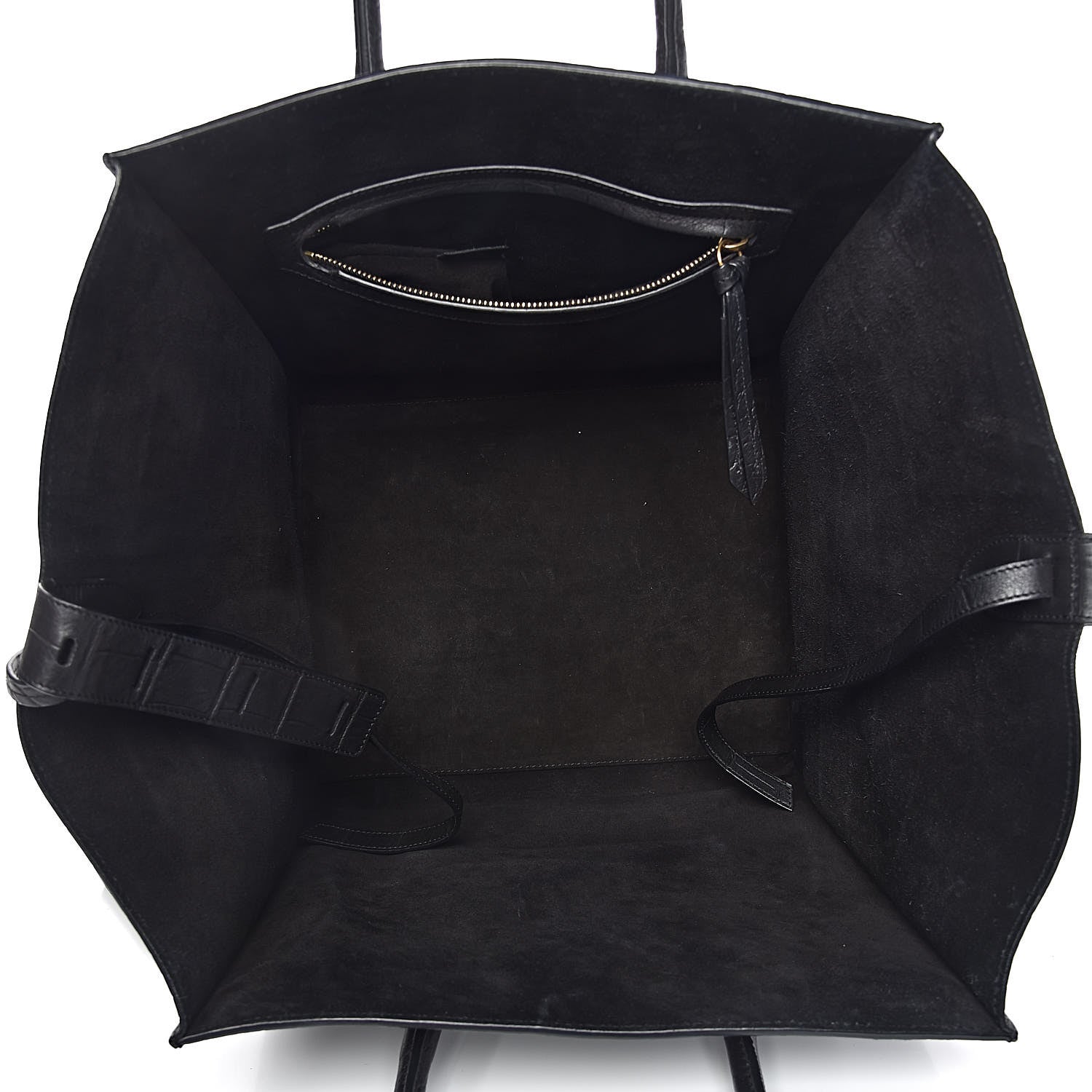 Celine Calfskin Crocodile Embossed Medium Phantom Luggage Black 5 of 10