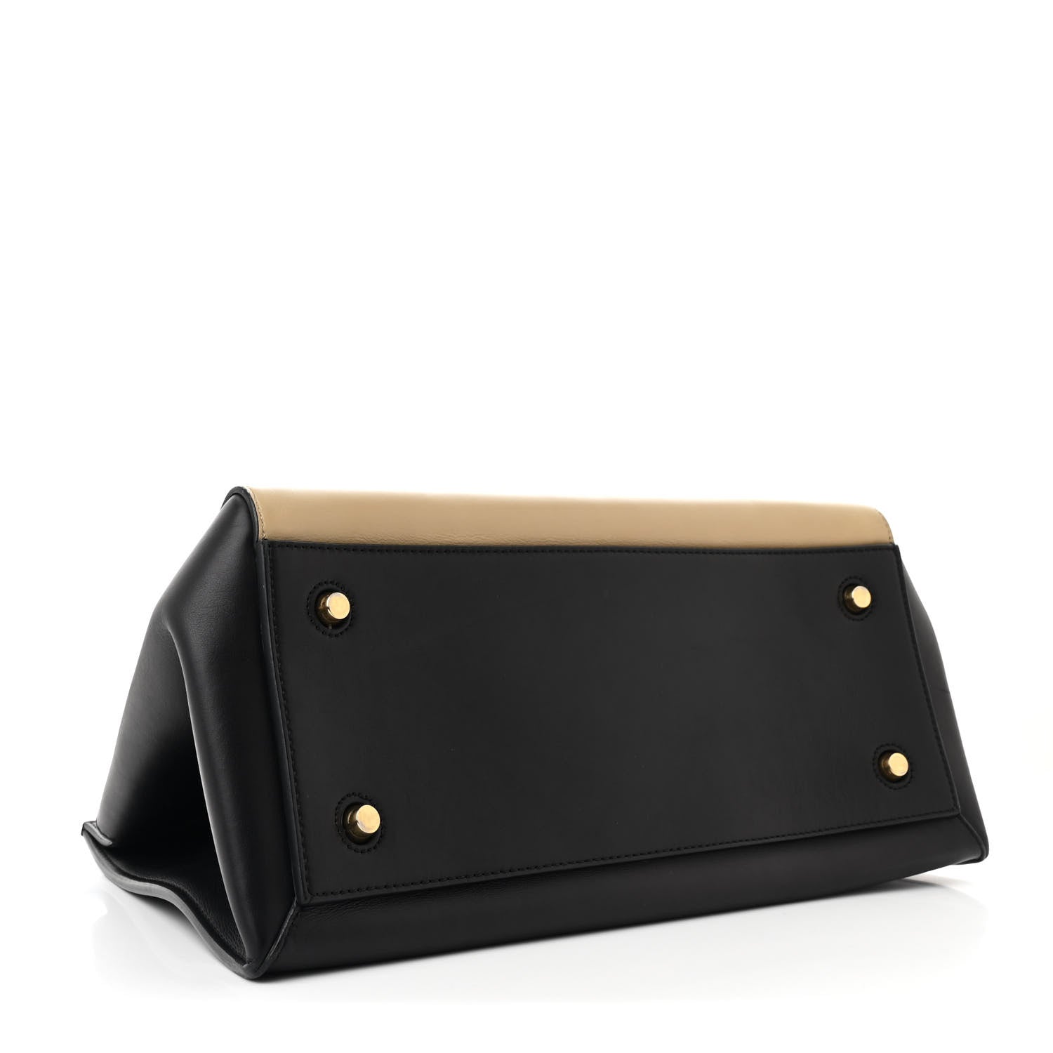 Celine Smooth Calfskin Medium Bi-Color Edge Shoulder Bag Black Beige 4 of 11