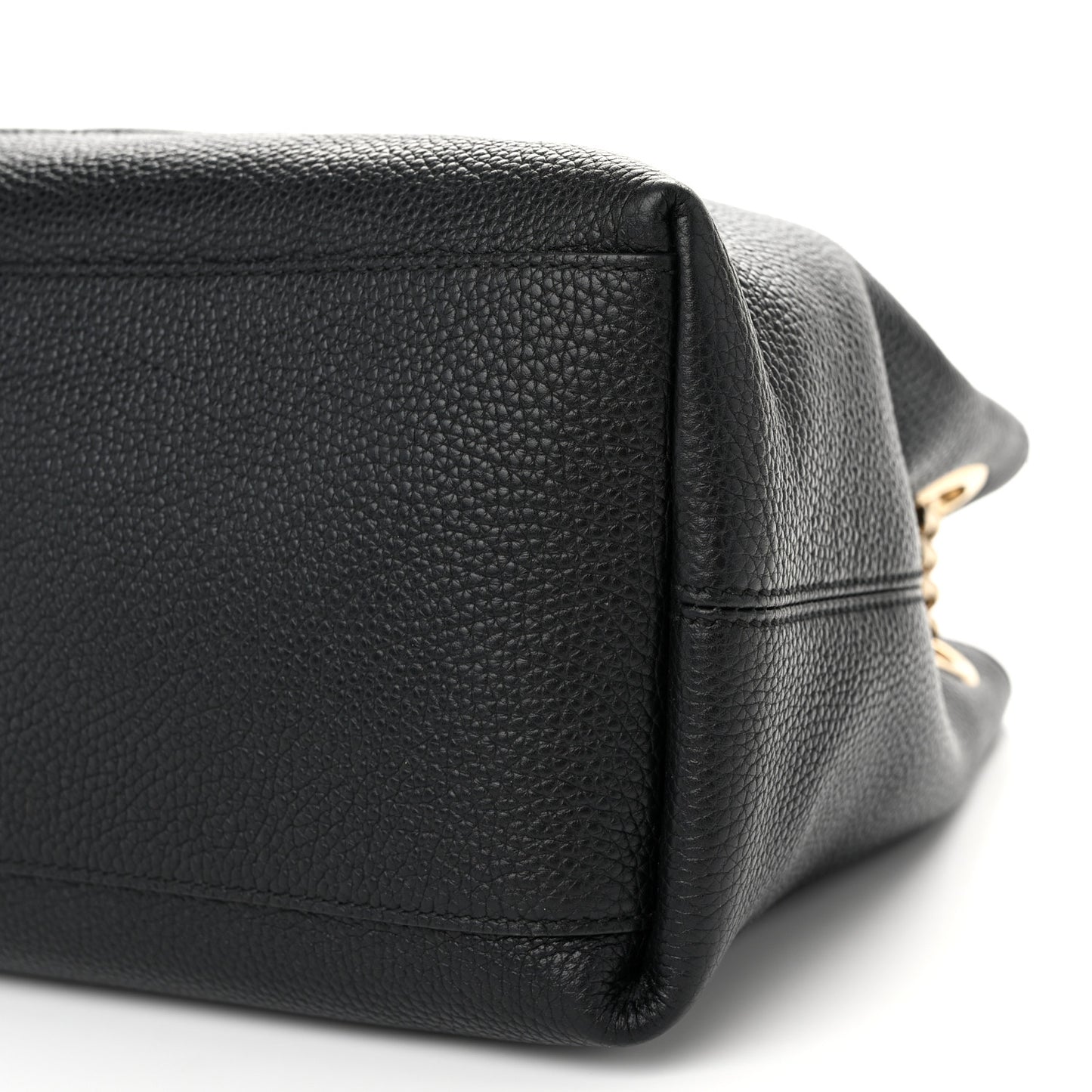 Pebbled Calfskin Medium Soho Chain Shoulder Bag Black