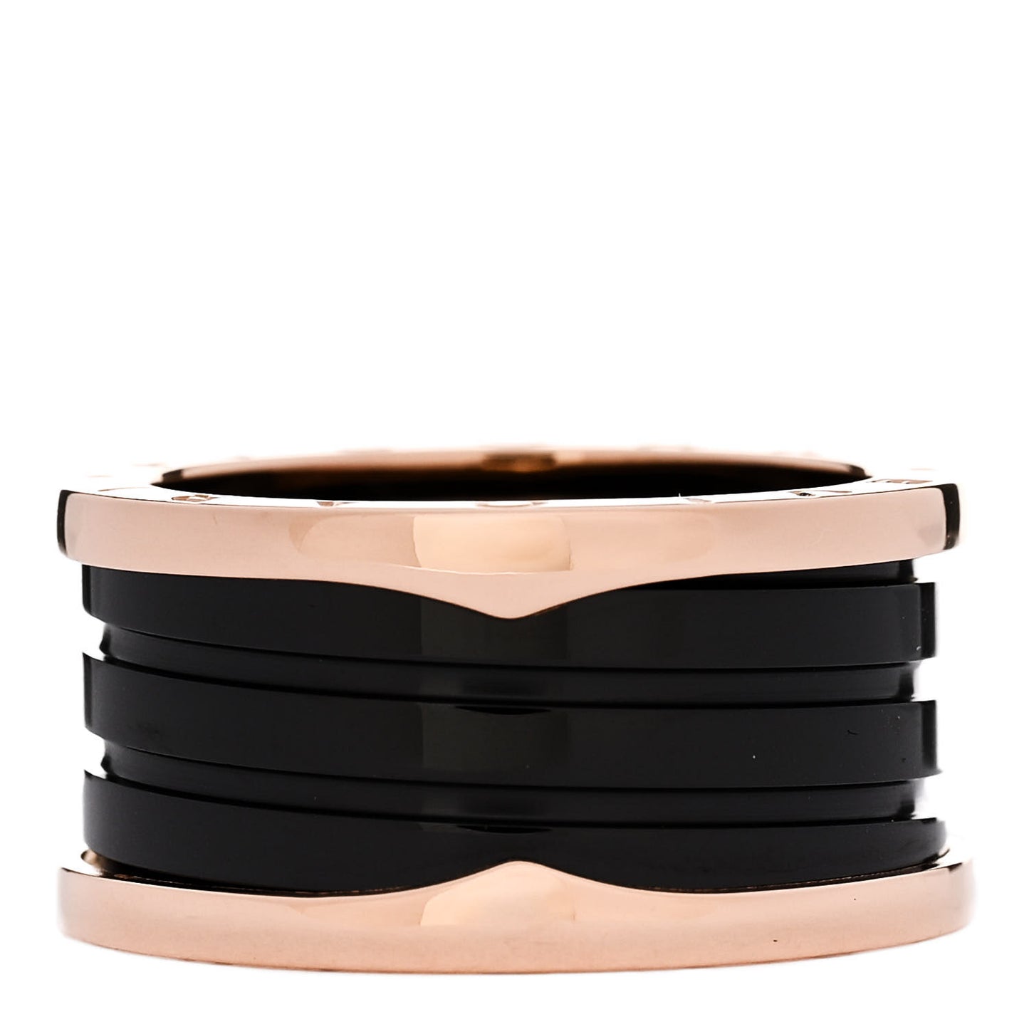 18K Rose Gold Black Ceramic B.Zero1 Four-Band Ring 60 9