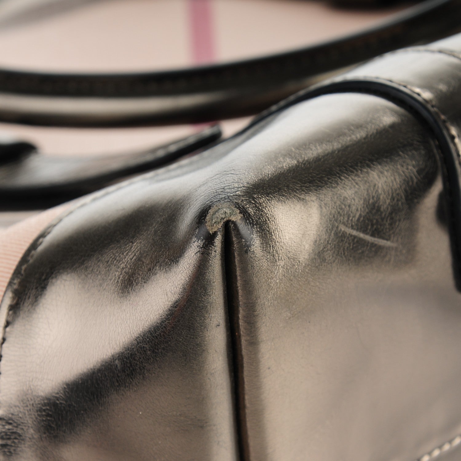 Burberry Patent Supernova Check Medium Denham Tote Dark Nickel 9 of 12