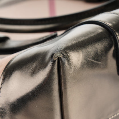 Burberry Patent Supernova Check Medium Denham Tote Dark Nickel 9 of 12