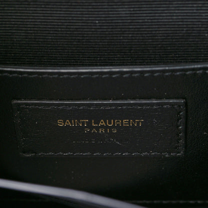 Saint Laurent Grain De Poudre Matelasse Chevron Medium Monogram Satchel Blue 6 of 8