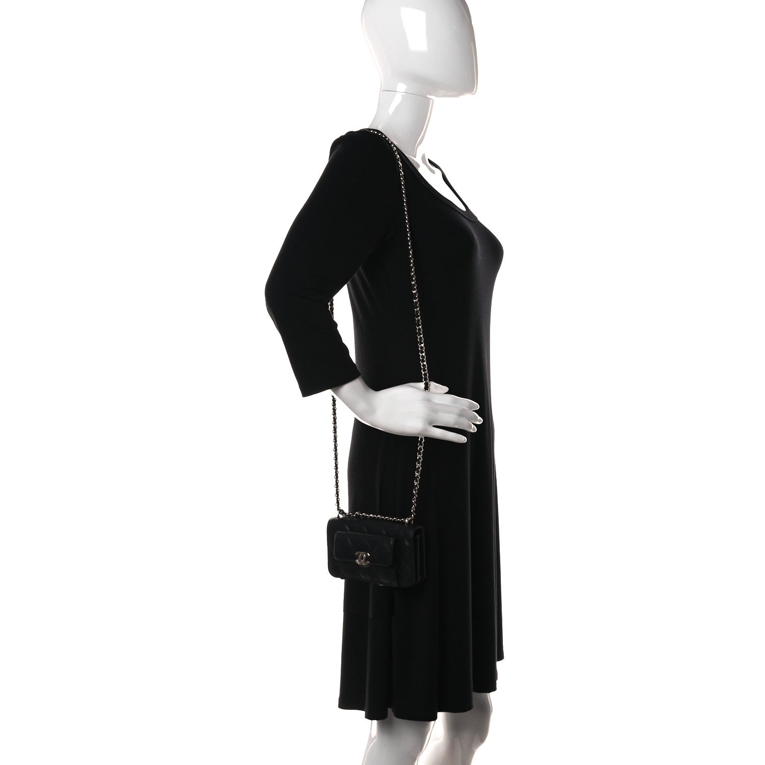 Chanel Caviar Quilted Pocket Twins Clutch With Chain Black 2 of 11