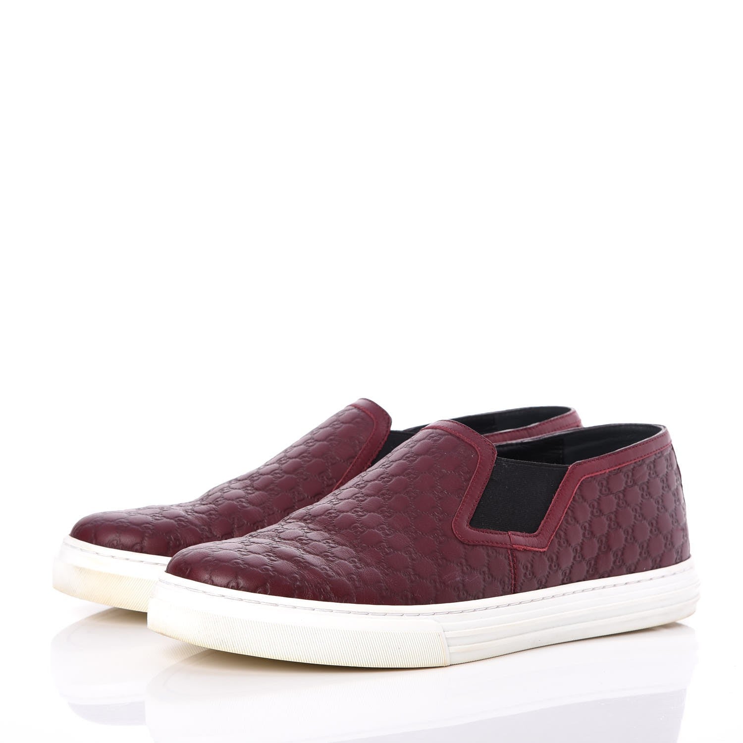 Gucci Soft Microguccissima Leather Mens Slip On Sneakers 7 Rosso Nero Black 3 of 12