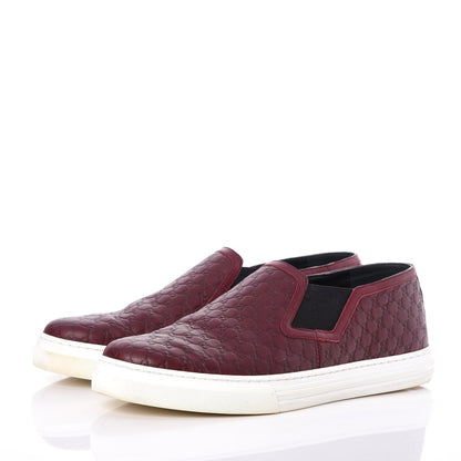 Gucci Soft Microguccissima Leather Mens Slip On Sneakers 7 Rosso Nero Black 3 of 12