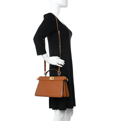 Fendi Vitello King Luxor Shiny Nappa Medium Peekaboo I SEE U East West Satchel Brandy Light Rose 2 of 11