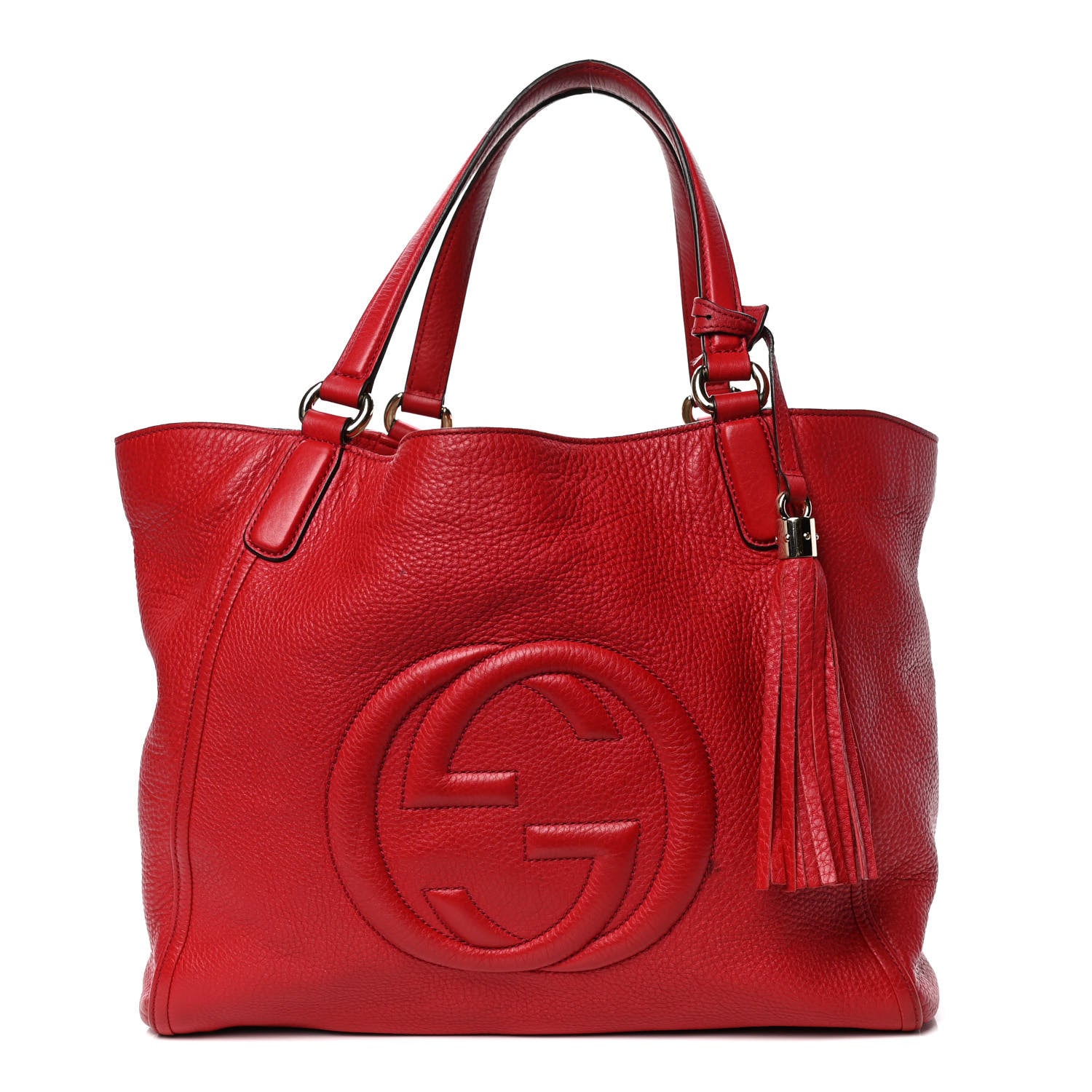 Gucci Pebbled Calfskin Medium Soho Shoulder Bag Red 1 of 7