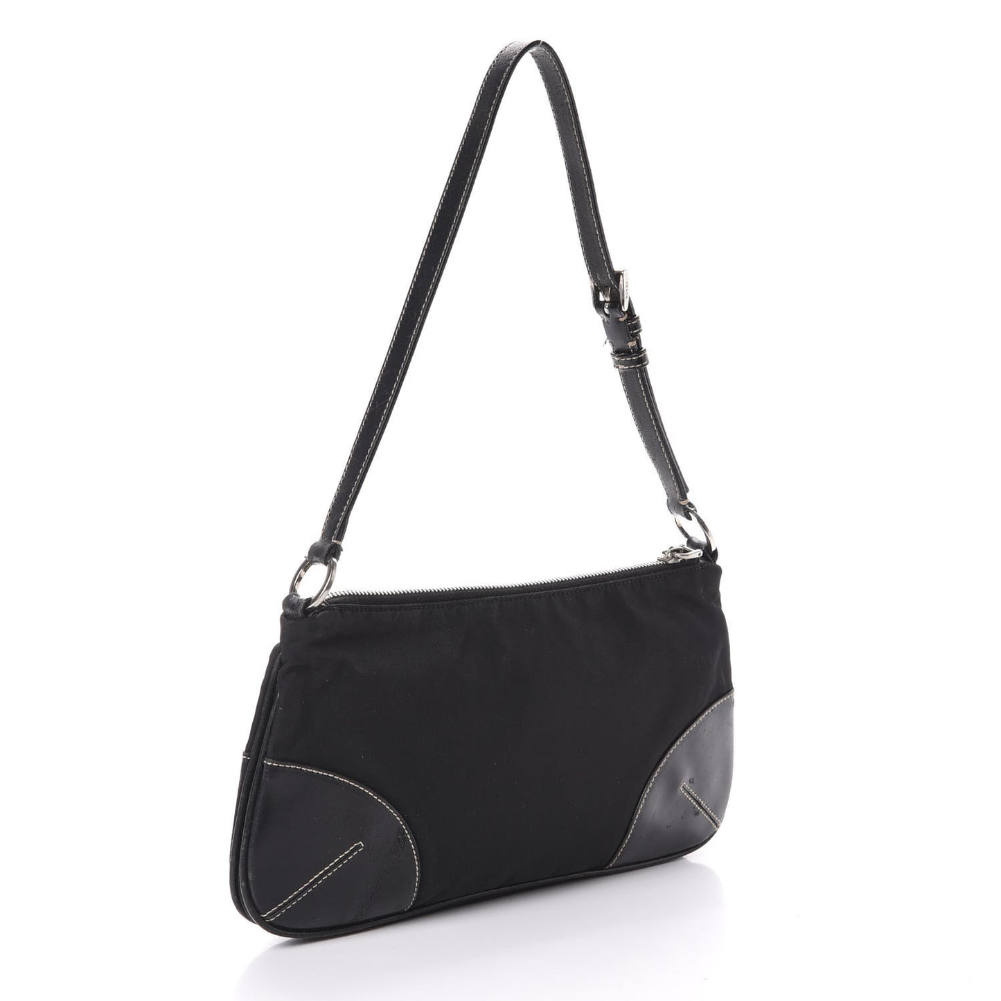 Tessuto Light Nylon Soft Calf Shoulder Bag Black