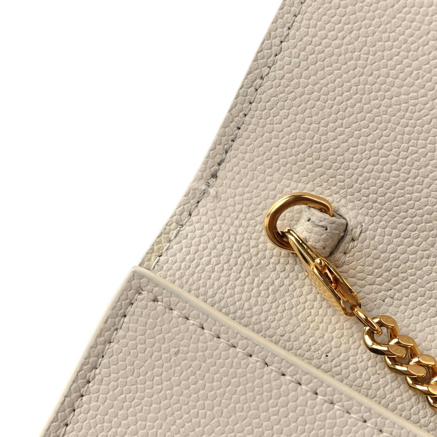 Saint Laurent Grain De Poudre Monogram Uptown Chain Wallet Crema Soft 12 of 17