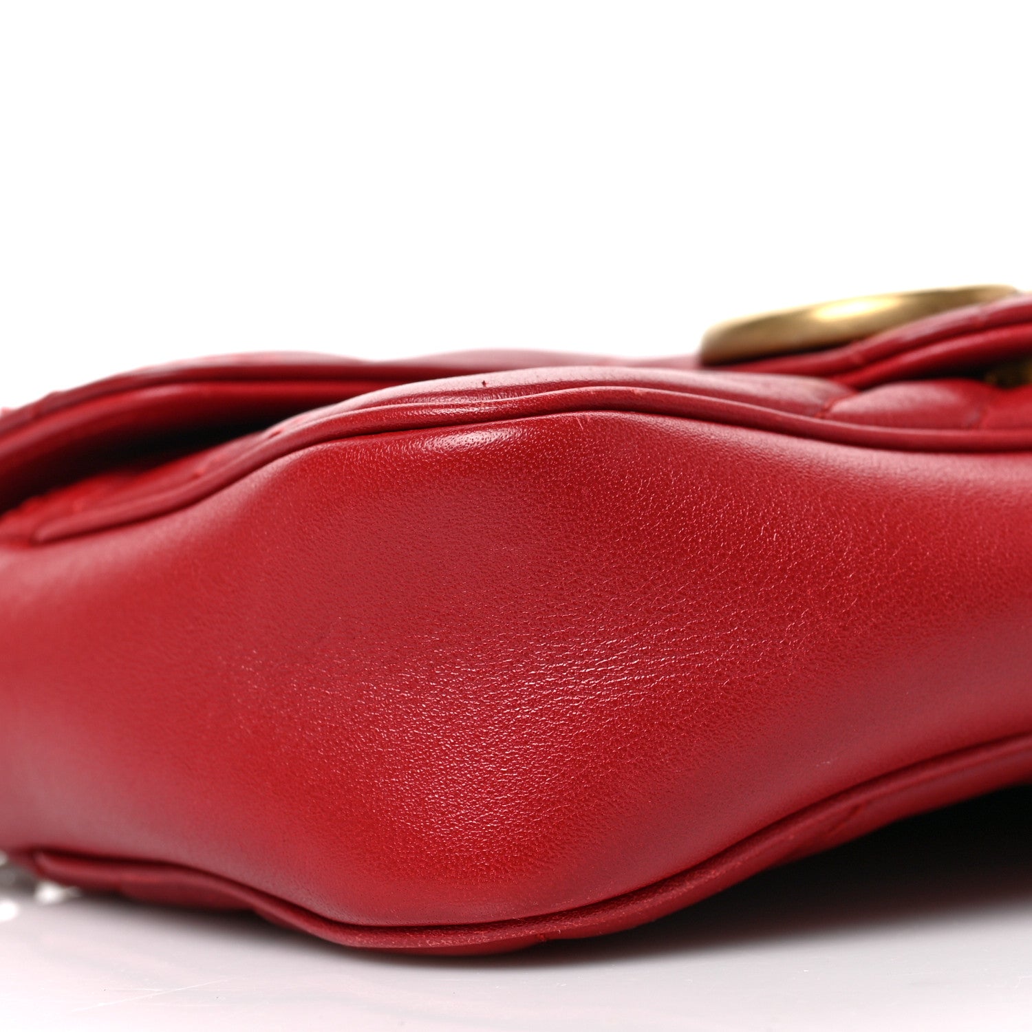 Gucci Calfskin Matelasse Super Mini GG Marmont Shoulder Bag Hibiscus Red 15 of 19