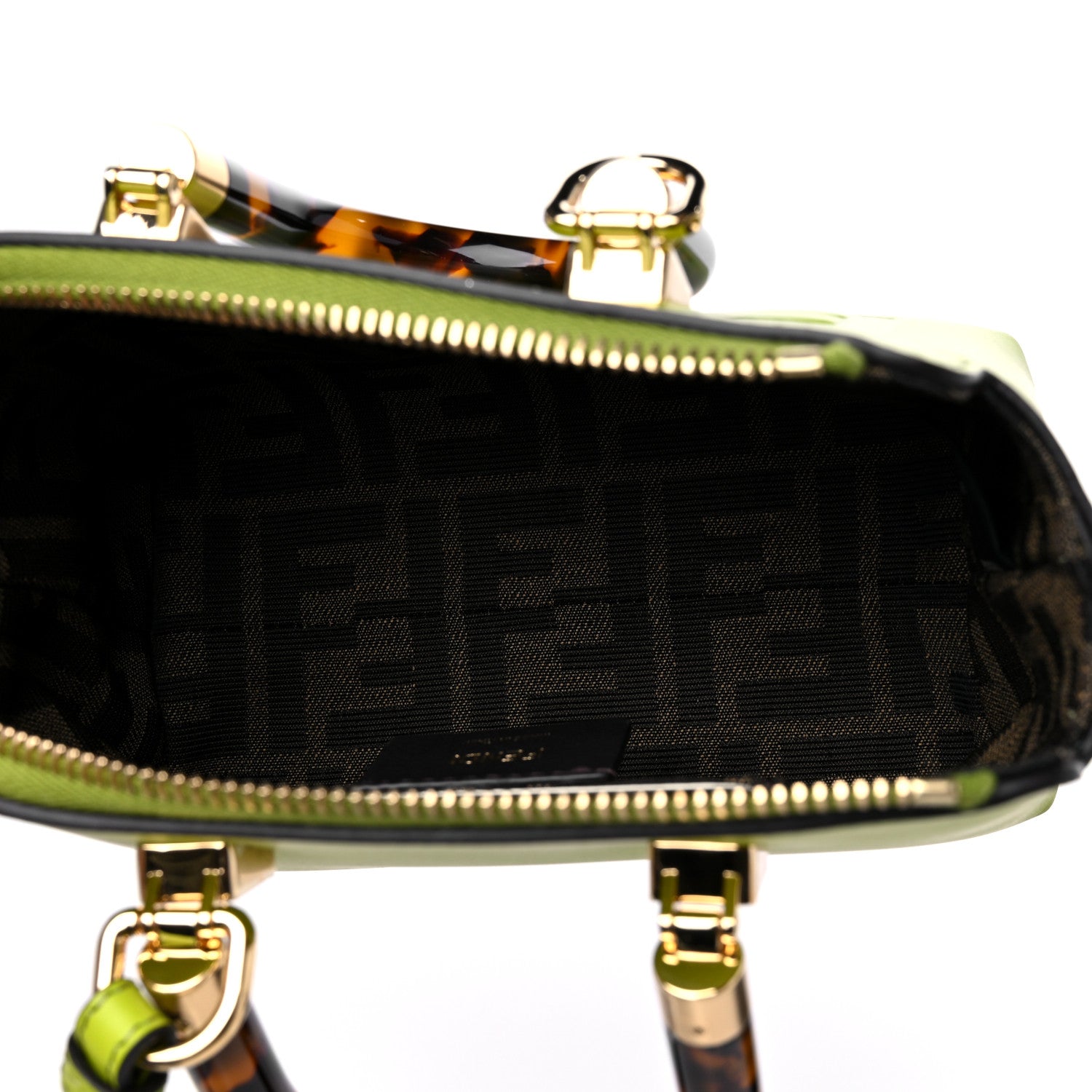 Fendi Vitello King Plexiglass Logo Embossed Mini By The Way Top Handle Boston Bag Wasabi 5 of 10