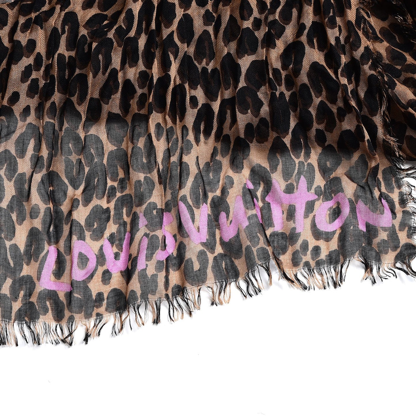 Cashmere Silk Leopard Etole Stole Marron