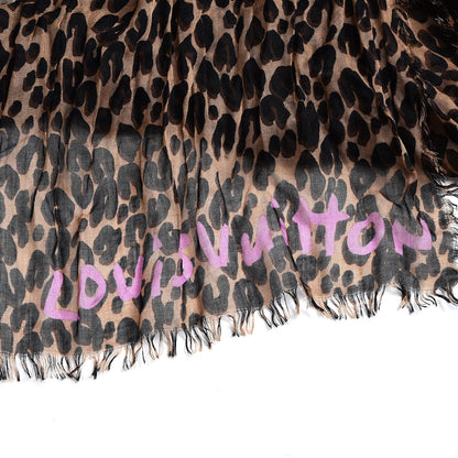 Louis Vuitton Cashmere Silk Leopard Etole Stole Marron 4 of 4