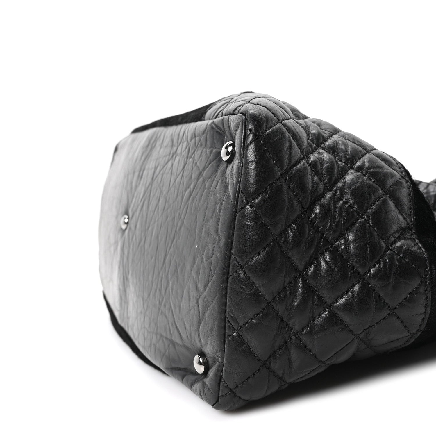 Chanel Aged Calfskin Pony Hair Quilted Small Miss Pony Drawstring Tote Black 10 of 10
