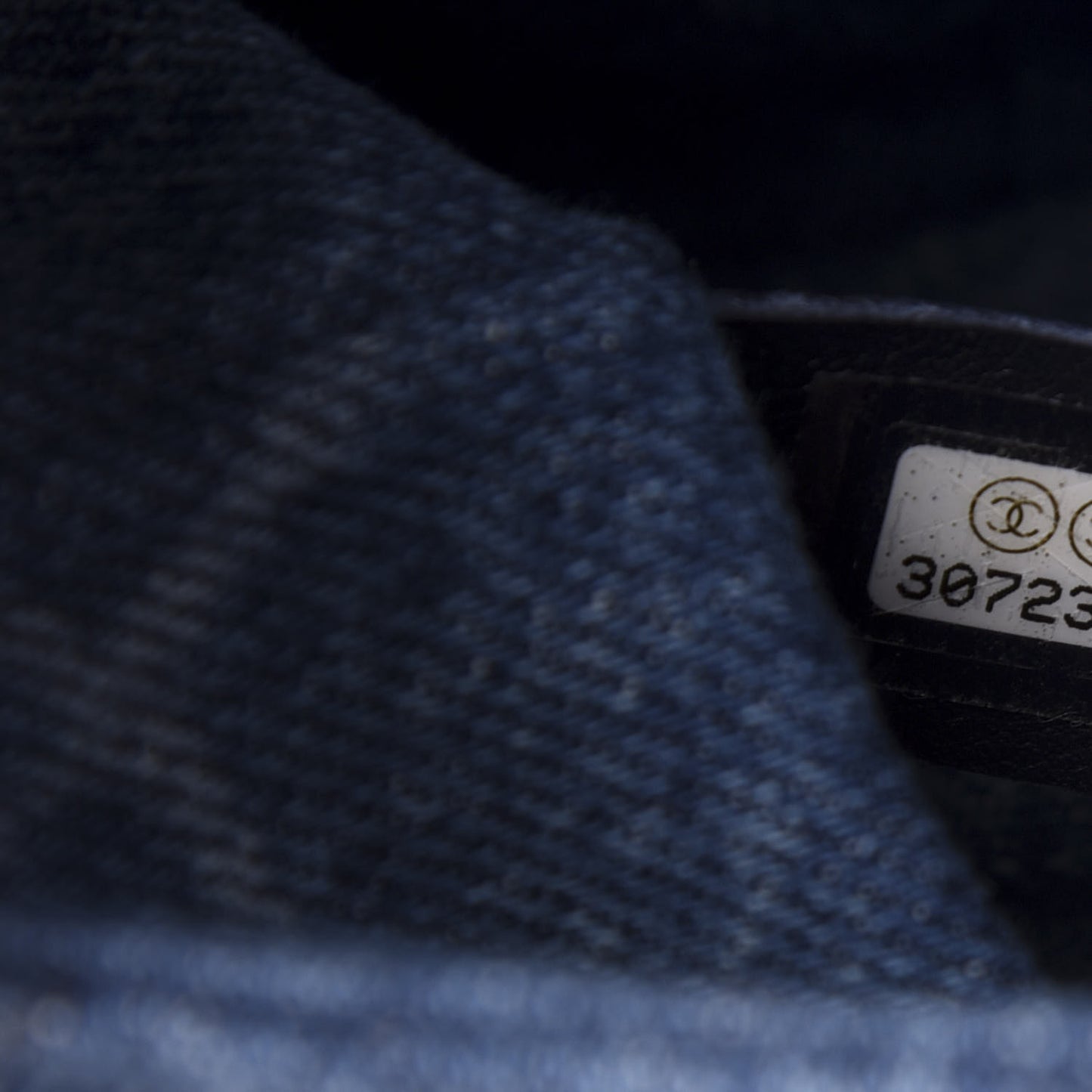Denim CC Quilted Mini Square Flap Blue
