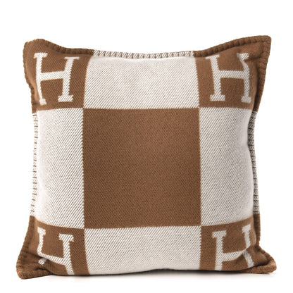 Hermes Wool Cashmere Avalon Pillow PM Ecru Camel 1 of 3