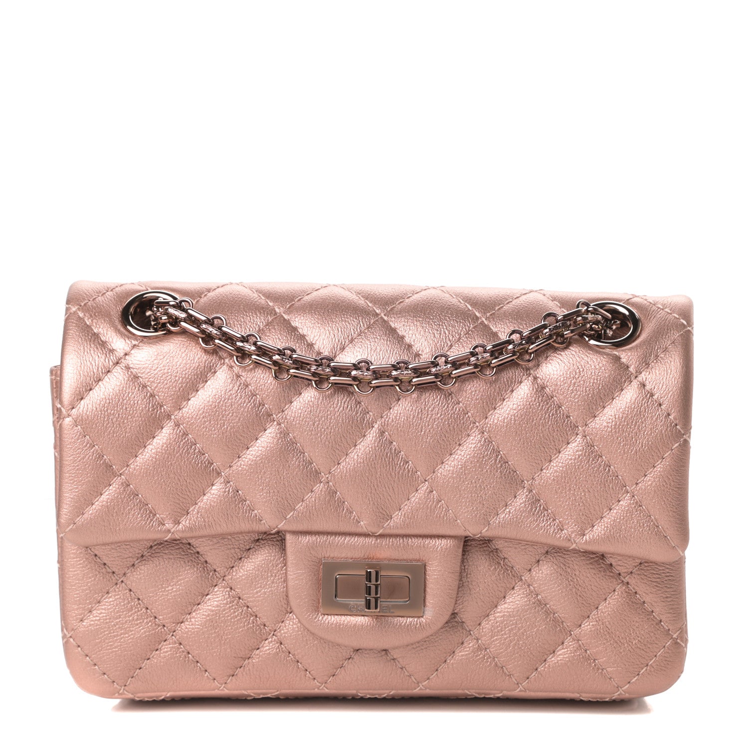 Chanel Metallic Grained Calfskin Quilted 2.55 Reissue Mini Flap Copper Pink 1 of 11