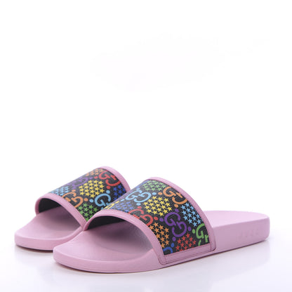 Gucci GG Supreme Monogram Psychedelic Slide Sandals 38 Black Multicolor Sugar Pink 3 of 8