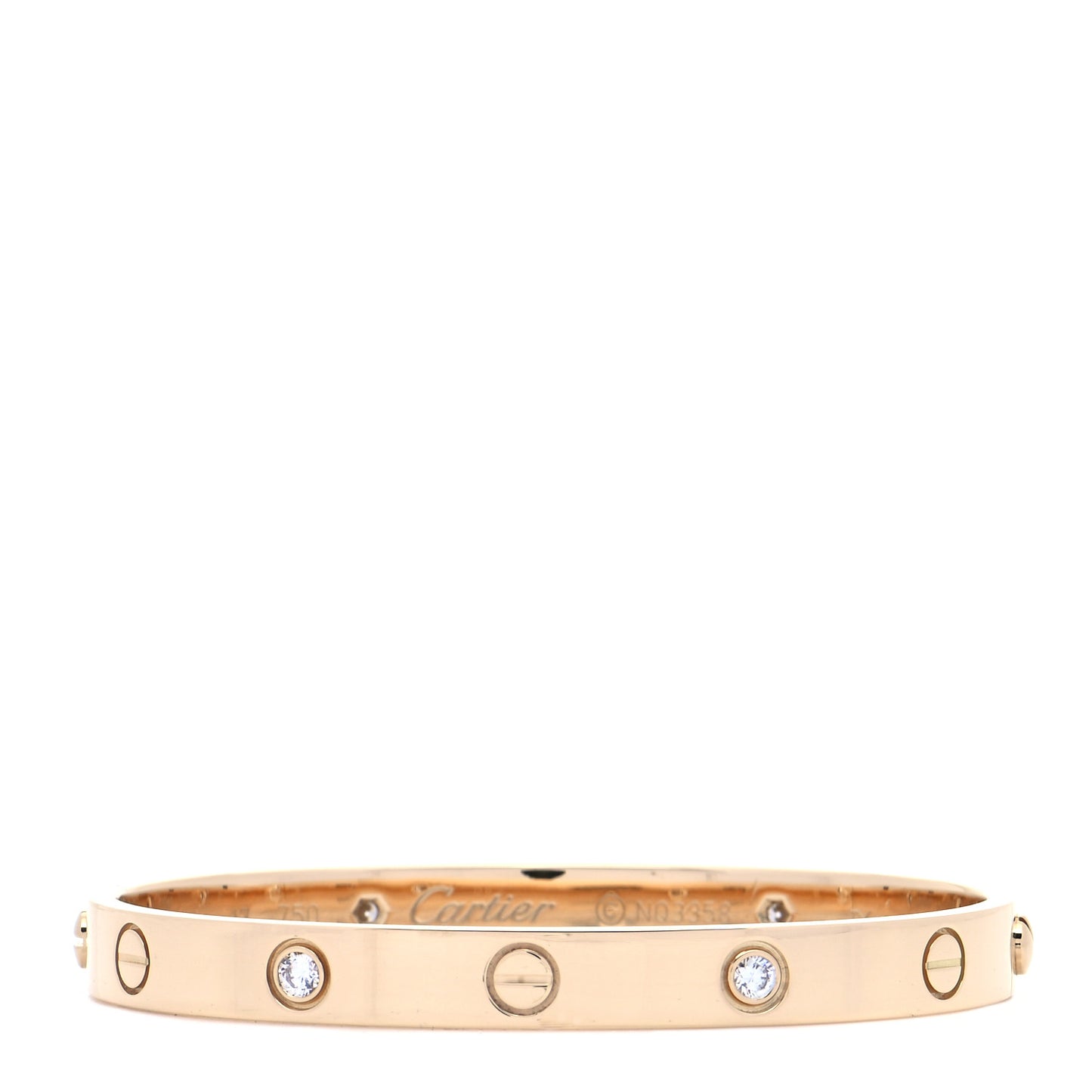18K Yellow Gold 4 Diamond LOVE Bracelet 17