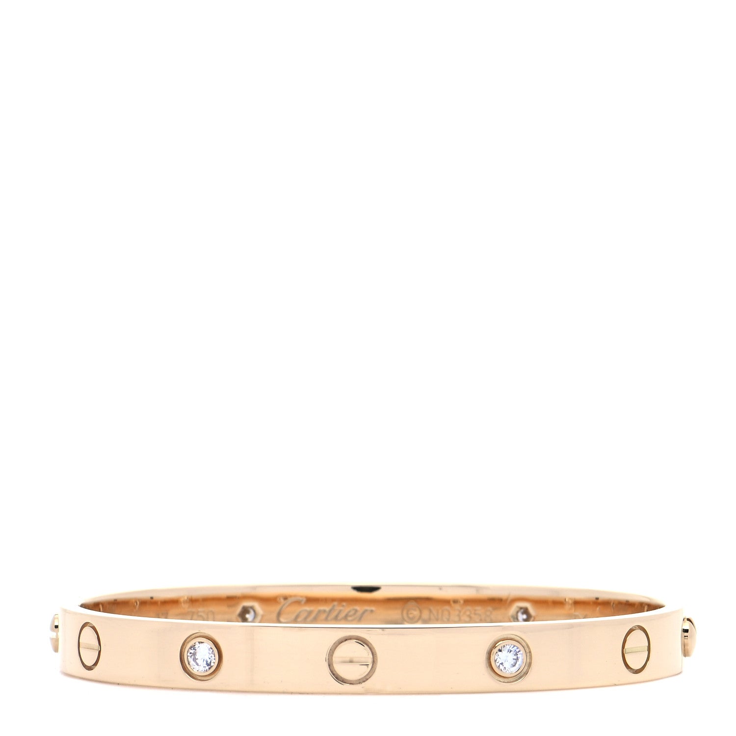 Cartier 18K Yellow Gold 4 Diamond LOVE Bracelet 17 3 of 6