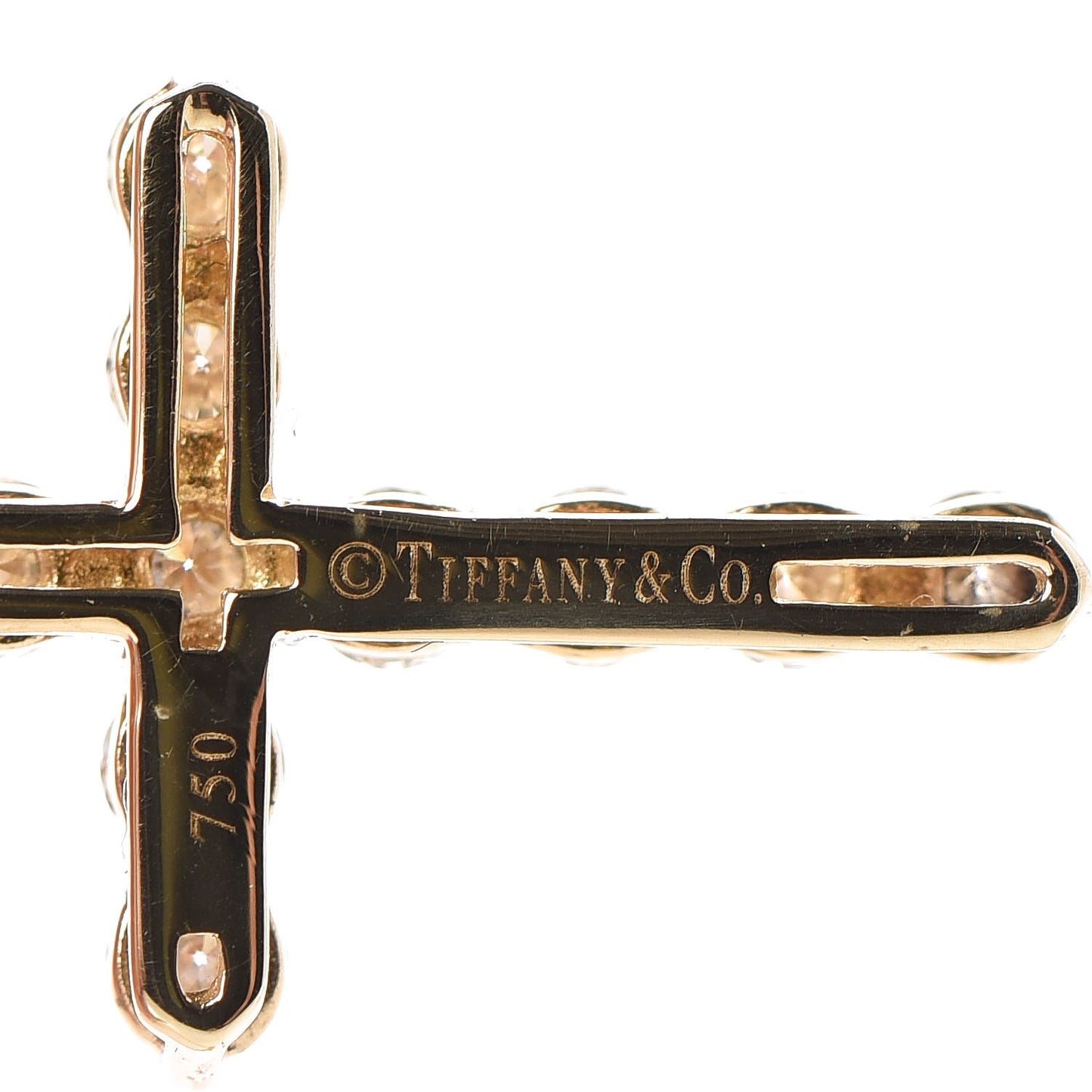18K Yellow Gold Diamond Small Cross Pendant Necklace